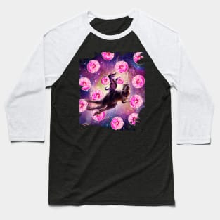 Cowboy Space Cat On Dinosaur Unicorn - Donut Baseball T-Shirt